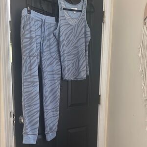 Comfy Zebra Print Pajama Set - Blue